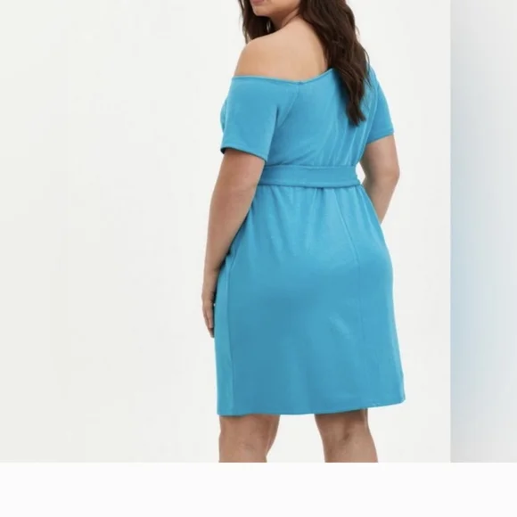 Torrid Blue Off Shoulder French Terry T-Shirt Dress Size 1X - Picture 2 of 8